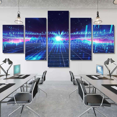 Retro Futuristic Background 1980S Style 3D 2 Galaxy Sky and Space Multi Piece Panel Canvas Home Decor Housewarming Gift Ideas Poster Canvas Gallery Prints
