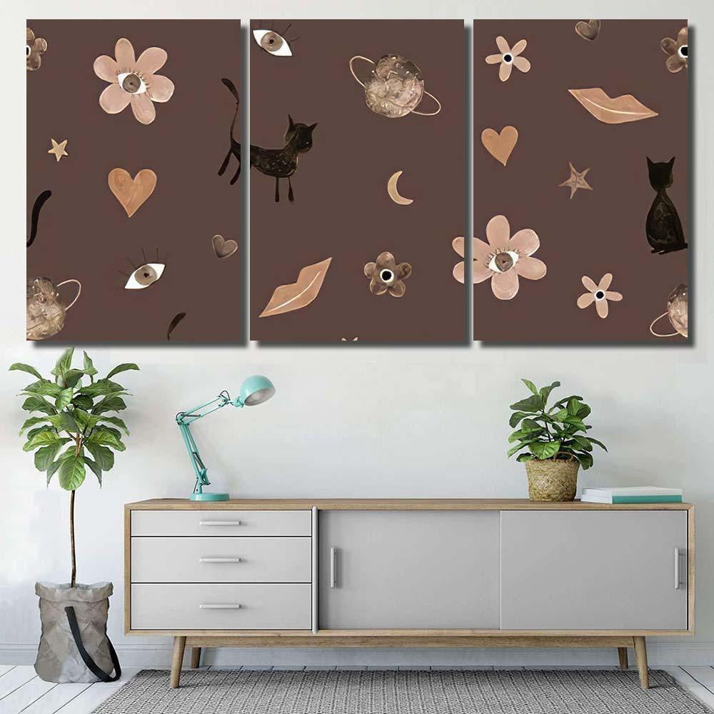 Hand Abstract Watercolor Cats Planets 10 Galaxy Sky and Space Multi Piece Panel Canvas Home Decor Housewarming Gift Ideas Poster Canvas Gallery Prints
