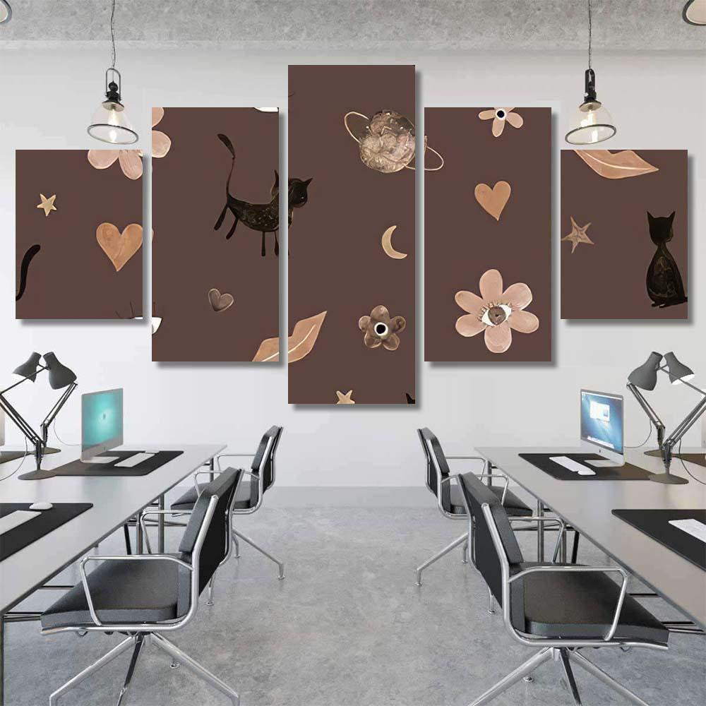 Hand Abstract Watercolor Cats Planets 10 Galaxy Sky and Space Multi Piece Panel Canvas Home Decor Housewarming Gift Ideas Poster Canvas Gallery Prints
