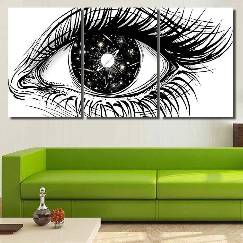Isolated Vector Illustration Realistic Human Eye 3 Galaxy Sky and Space Multi Piece Panel Canvas Home Decor Housewarming Gift Ideas Poster Canvas Gallery Prints