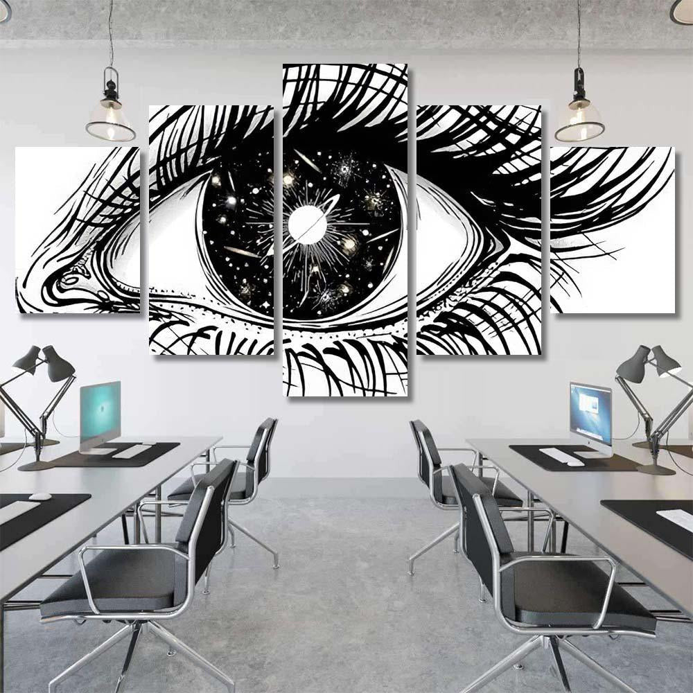 Isolated Vector Illustration Realistic Human Eye 3 Galaxy Sky and Space Multi Piece Panel Canvas Home Decor Housewarming Gift Ideas Poster Canvas Gallery Prints