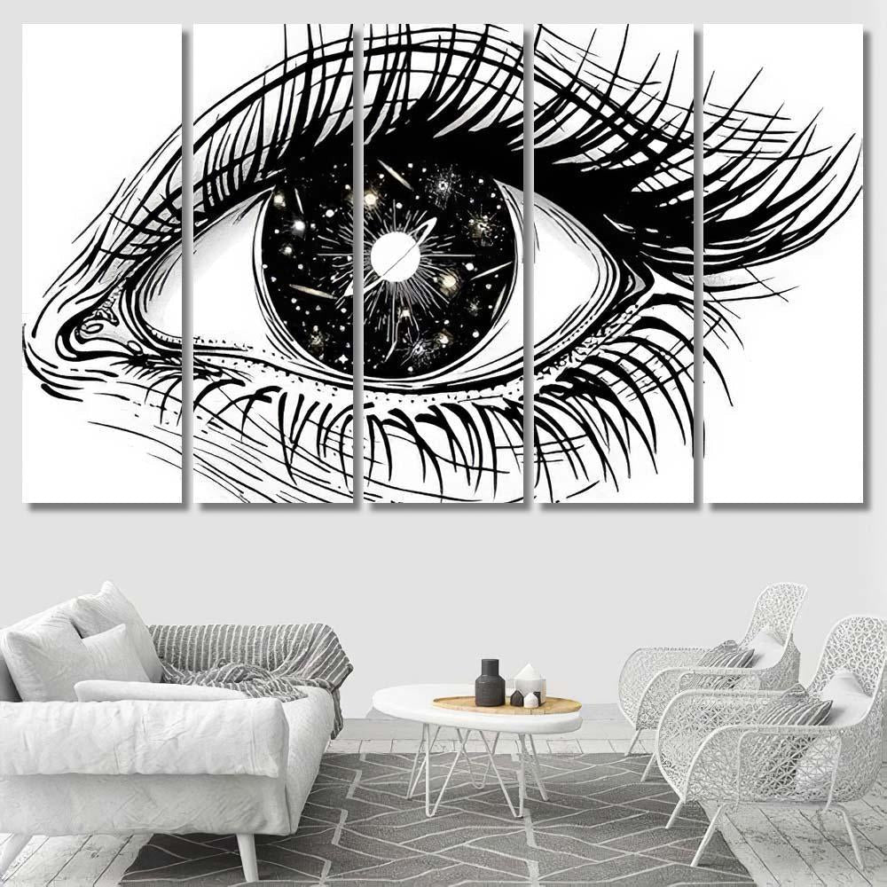 Isolated Vector Illustration Realistic Human Eye 3 Galaxy Sky and Space Multi Piece Panel Canvas Home Decor Housewarming Gift Ideas Poster Canvas Gallery Prints