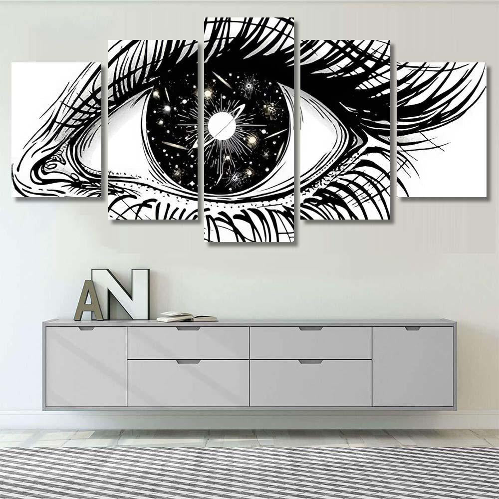Isolated Vector Illustration Realistic Human Eye 3 Galaxy Sky and Space Multi Piece Panel Canvas Home Decor Housewarming Gift Ideas Poster Canvas Gallery Prints