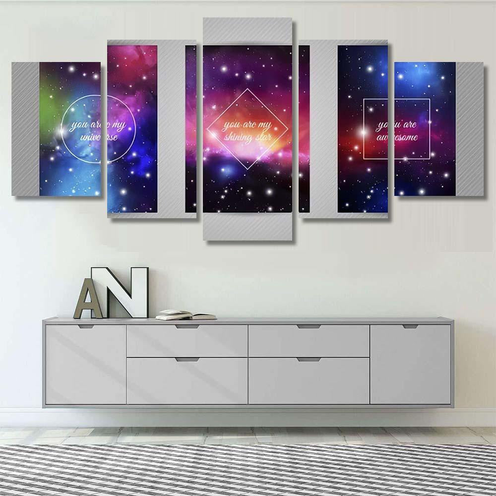 Set Romantic Postcards Beloved Space Stars Galaxy Sky and Space Multi Piece Panel Canvas Home Decor Housewarming Gift Ideas Poster Canvas Gallery Prints