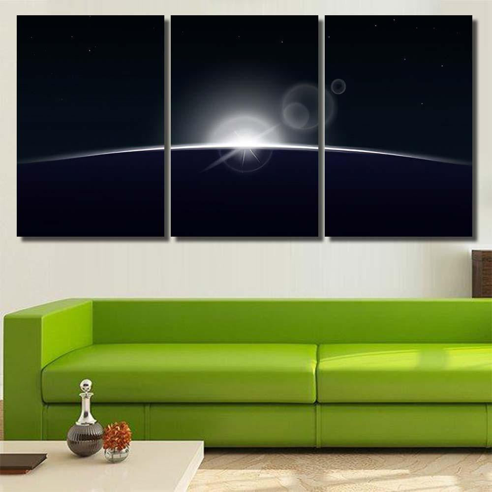 Sun Rising Over Planet On Outer Galaxy Sky and Space Multi Piece Panel Canvas Home Decor Housewarming Gift Ideas Poster Canvas Gallery Prints