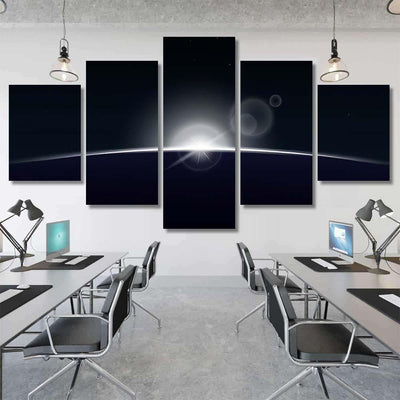 Sun Rising Over Planet On Outer Galaxy Sky and Space Multi Piece Panel Canvas Home Decor Housewarming Gift Ideas Poster Canvas Gallery Prints