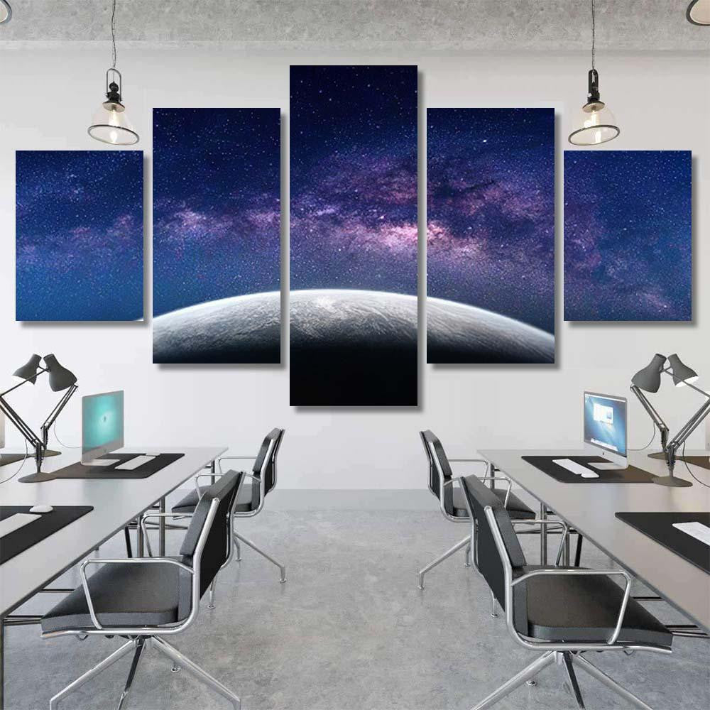Landscape Milky Way Galaxy Earth View 1 Galaxy Sky and Space Multi Piece Panel Canvas Home Decor Housewarming Gift Ideas Poster Canvas Gallery Prints