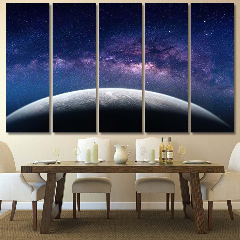 Landscape Milky Way Galaxy Earth View 1 Galaxy Sky and Space Multi Piece Panel Canvas Home Decor Housewarming Gift Ideas Poster Canvas Gallery Prints