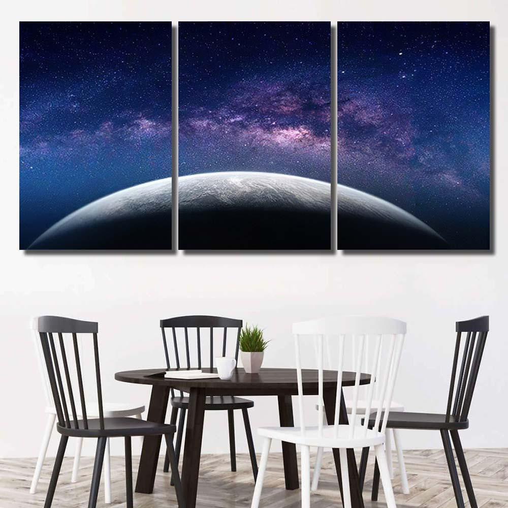 Landscape Milky Way Galaxy Earth View 1 Galaxy Sky and Space Multi Piece Panel Canvas Home Decor Housewarming Gift Ideas Poster Canvas Gallery Prints