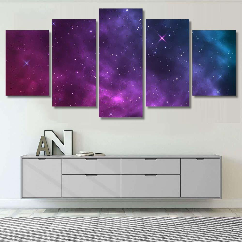 Space Background Realistic Starry Night Cosmos Galaxy Sky and Space Multi Piece Panel Canvas Home Decor Housewarming Gift Ideas Poster Canvas Gallery Prints