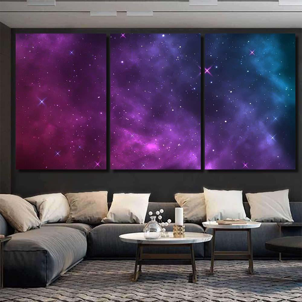Space Background Realistic Starry Night Cosmos Galaxy Sky and Space Multi Piece Panel Canvas Home Decor Housewarming Gift Ideas Poster Canvas Gallery Prints