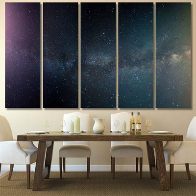 Night Landscape Colorful Milky Way Yellow 1 Galaxy Sky and Space Multi Piece Panel Canvas Home Decor Housewarming Gift Ideas Poster Canvas Gallery Prints
