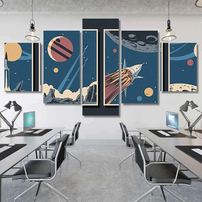 Retro Future Space Exploration Poster Set Galaxy Sky and Space Multi Piece Panel Canvas Home Decor Housewarming Gift Ideas Poster Canvas Gallery Prints