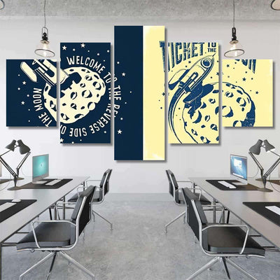Space Rocket Crashed Into Moon Ticket Galaxy Sky and Space Multi Piece Panel Canvas Home Decor Housewarming Gift Ideas Poster Canvas Gallery Prints