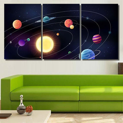 Space Background Planetts Moving Around Sun Galaxy Sky and Space Multi Piece Panel Canvas Home Decor Housewarming Gift Ideas Poster Canvas Gallery Prints
