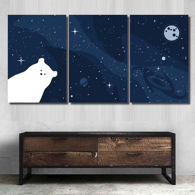 Polar Bear Design Background Vector Flat Galaxy Sky and Space Multi Piece Panel Canvas Home Decor Housewarming Gift Ideas Poster Canvas Gallery Prints