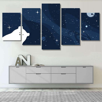 Polar Bear Design Background Vector Flat Galaxy Sky and Space Multi Piece Panel Canvas Home Decor Housewarming Gift Ideas Poster Canvas Gallery Prints