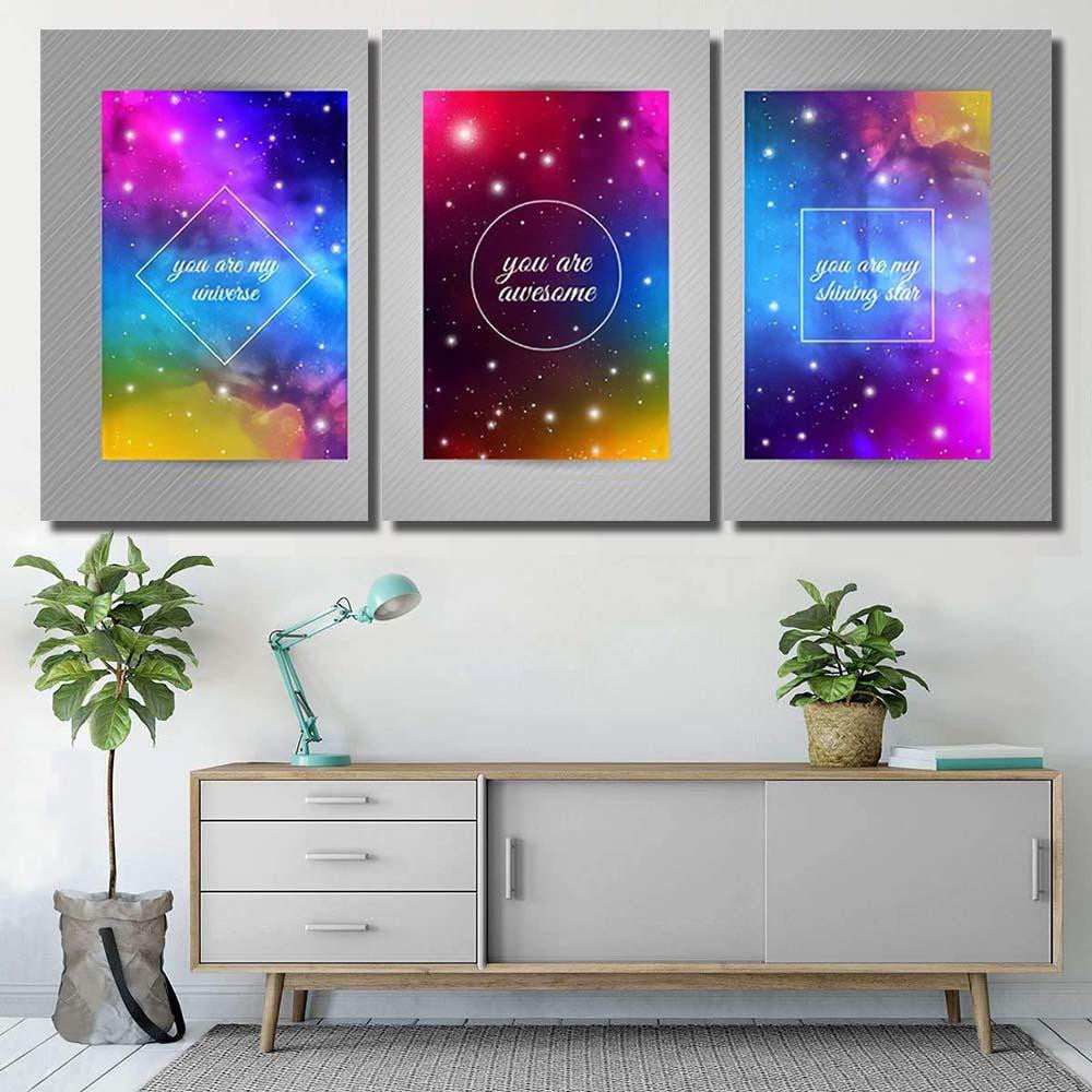 Set Romantic Postcards Cosmos Stars Background Galaxy Sky and Space Multi Piece Panel Canvas Home Decor Housewarming Gift Ideas Poster Canvas Gallery Prints
