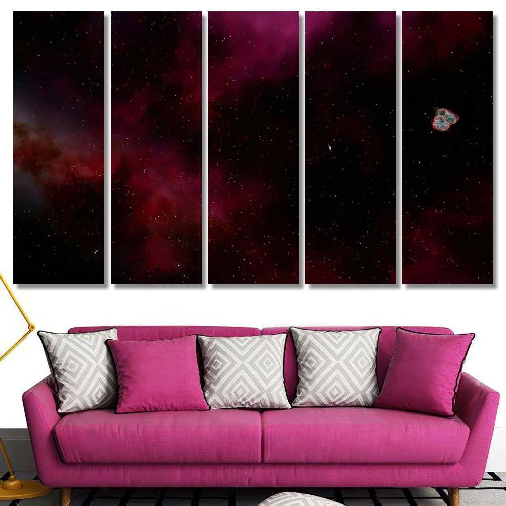 Light Purple Fantastic Nebula Galaxy 3D 7 Galaxy Sky and Space Multi Piece Panel Canvas Home Decor Housewarming Gift Ideas Poster Canvas Gallery Prints