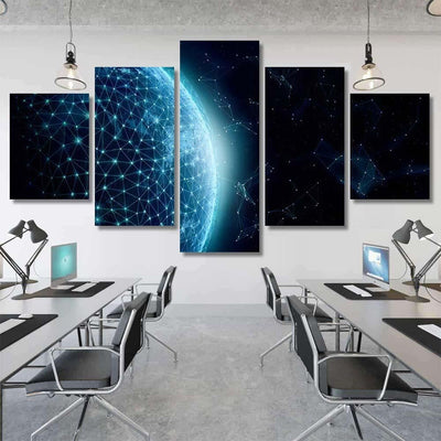 Global Network Exchange Data On Planet 2 Galaxy Sky and Space Multi Piece Panel Canvas Home Decor Housewarming Gift Ideas Poster Canvas Gallery Prints