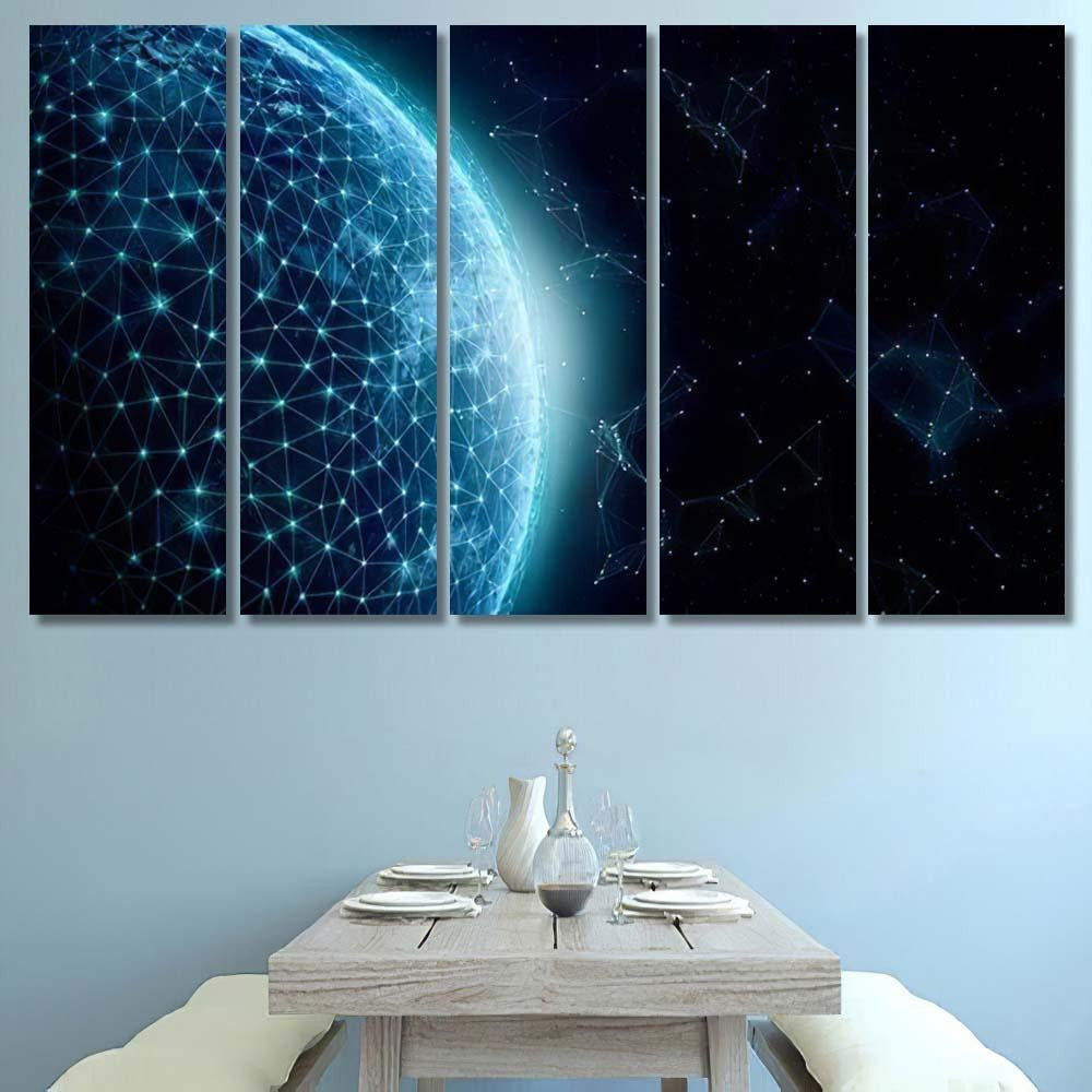 Global Network Exchange Data On Planet 2 Galaxy Sky and Space Multi Piece Panel Canvas Home Decor Housewarming Gift Ideas Poster Canvas Gallery Prints