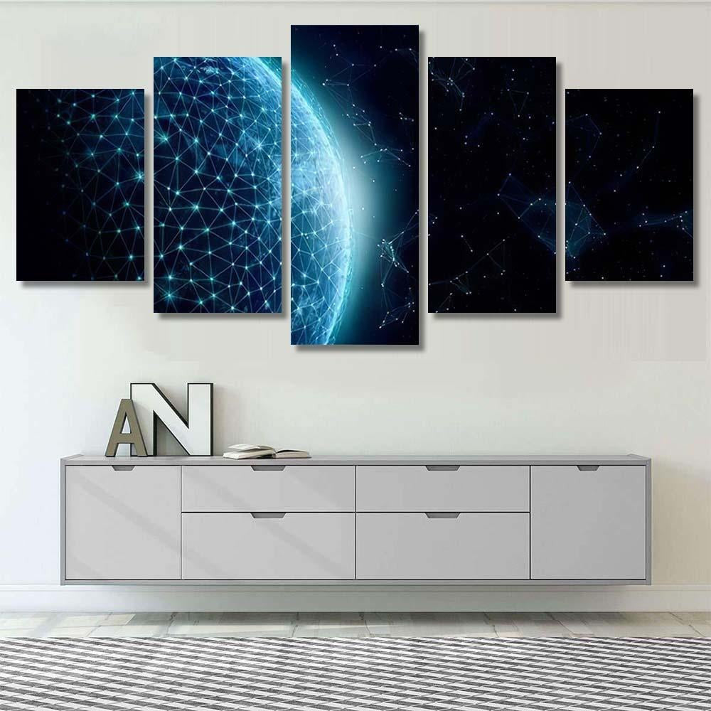 Global Network Exchange Data On Planet 2 Galaxy Sky and Space Multi Piece Panel Canvas Home Decor Housewarming Gift Ideas Poster Canvas Gallery Prints