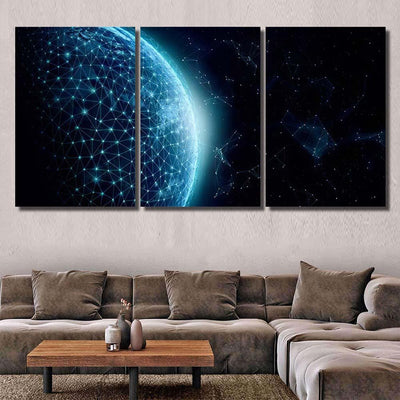 Global Network Exchange Data On Planet 2 Galaxy Sky and Space Multi Piece Panel Canvas Home Decor Housewarming Gift Ideas Poster Canvas Gallery Prints