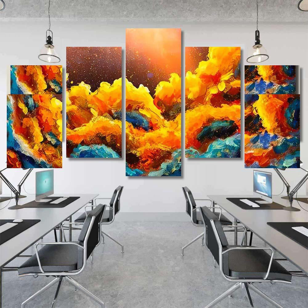 Oil Cosmic Blue Abstract Background Galaxy Sky and Space Multi Piece Panel Canvas Home Decor Housewarming Gift Ideas Poster Canvas Gallery Prints