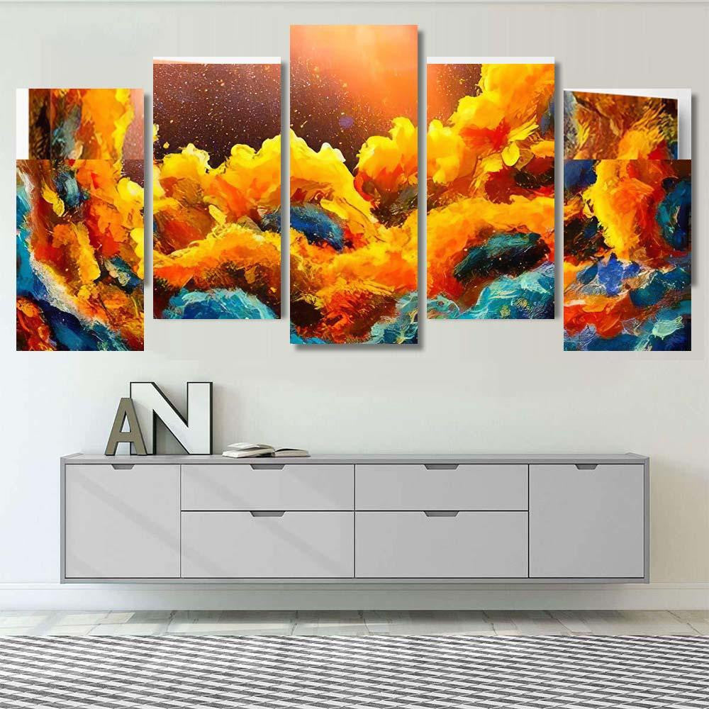 Oil Cosmic Blue Abstract Background Galaxy Sky and Space Multi Piece Panel Canvas Home Decor Housewarming Gift Ideas Poster Canvas Gallery Prints