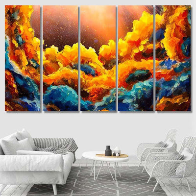 Oil Cosmic Blue Abstract Background Galaxy Sky and Space Multi Piece Panel Canvas Home Decor Housewarming Gift Ideas Poster Canvas Gallery Prints