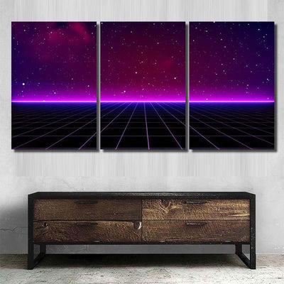 Retro Scifi Background Futuristic Landscape 80S 5 Galaxy Sky and Space Multi Piece Panel Canvas Home Decor Housewarming Gift Ideas Poster Canvas Gallery Prints