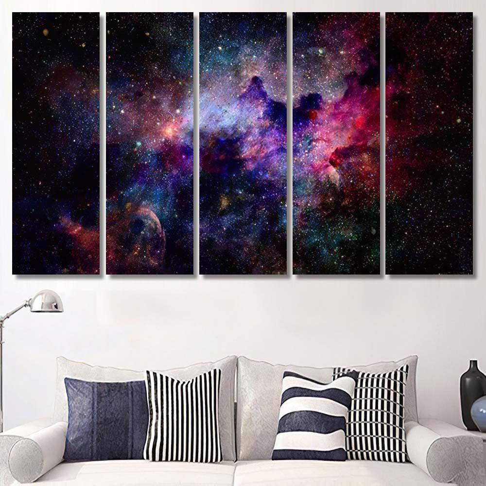 Nebula Galaxies Space Celestial Sky Elements 1 Galaxy Sky and Space Multi Piece Panel Canvas Home Decor Housewarming Gift Ideas Poster Canvas Gallery Prints