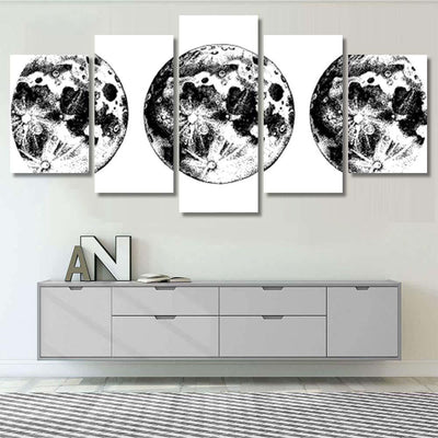 Moon Phases Hand Drawn Vector Illustration Galaxy Sky and Space Multi Piece Panel Canvas Home Decor Housewarming Gift Ideas Poster Canvas Gallery Prints
