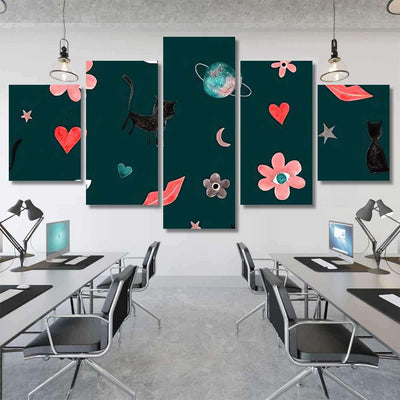 Hand Abstract Watercolor Cats Planets 18 Galaxy Sky and Space Multi Piece Panel Canvas Home Decor Housewarming Gift Ideas Poster Canvas Gallery Prints