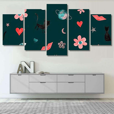 Hand Abstract Watercolor Cats Planets 18 Galaxy Sky and Space Multi Piece Panel Canvas Home Decor Housewarming Gift Ideas Poster Canvas Gallery Prints