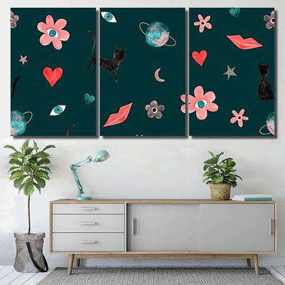 Hand Abstract Watercolor Cats Planets 18 Galaxy Sky and Space Multi Piece Panel Canvas Home Decor Housewarming Gift Ideas Poster Canvas Gallery Prints