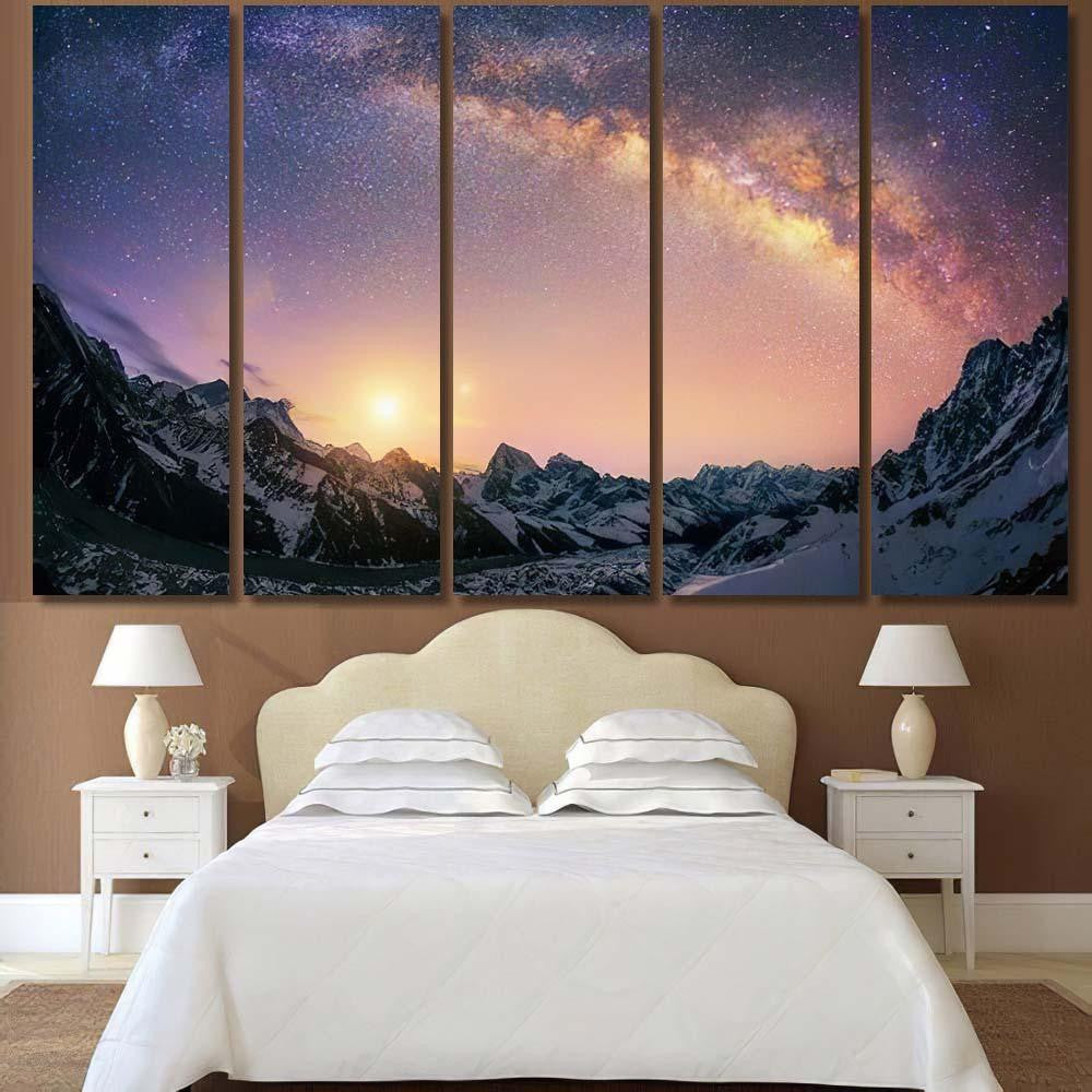 Night Pearls Dome Milky Way Under Galaxy Sky and Space Multi Piece Panel Canvas Home Decor Housewarming Gift Ideas Poster Canvas Gallery Prints