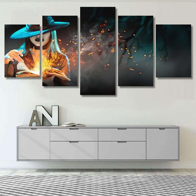 Halloween Witch Girl Magic Book Spells - Fantasy Canvas Print Panel Canvas, 3-5 Piece Canvas Art, Multi Panel Canvas Wall Art Poster Canvas Gallery Framed Prints, Canvas