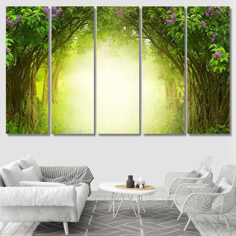 Fantasy Background Magic Forest Spring Landscape 2 - Fantasy Canvas Print Panel Canvas, 3-5 Piece Canvas Art, Multi Panel Canvas Wall Art Poster Canvas Gallery Framed Prints, Canvas