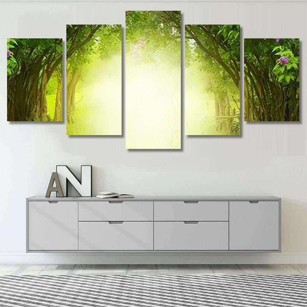 Fantasy Background Magic Forest Spring Landscape 2 - Fantasy Canvas Print Panel Canvas, 3-5 Piece Canvas Art, Multi Panel Canvas Wall Art Poster Canvas Gallery Framed Prints, Canvas