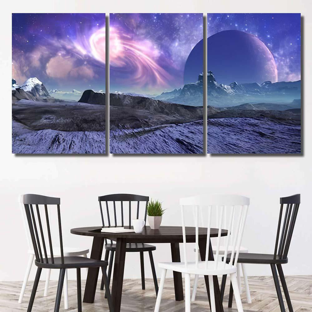 3D Rendered Fantasy Alien Landscape Illustration 1  1 Galaxy Sky and Space Canvas Print Panel Canvas, 3-5 Piece Canvas Art, Multi Panel Canvas Wall Art Poster Canvas Gallery Framed Prints, Canvas