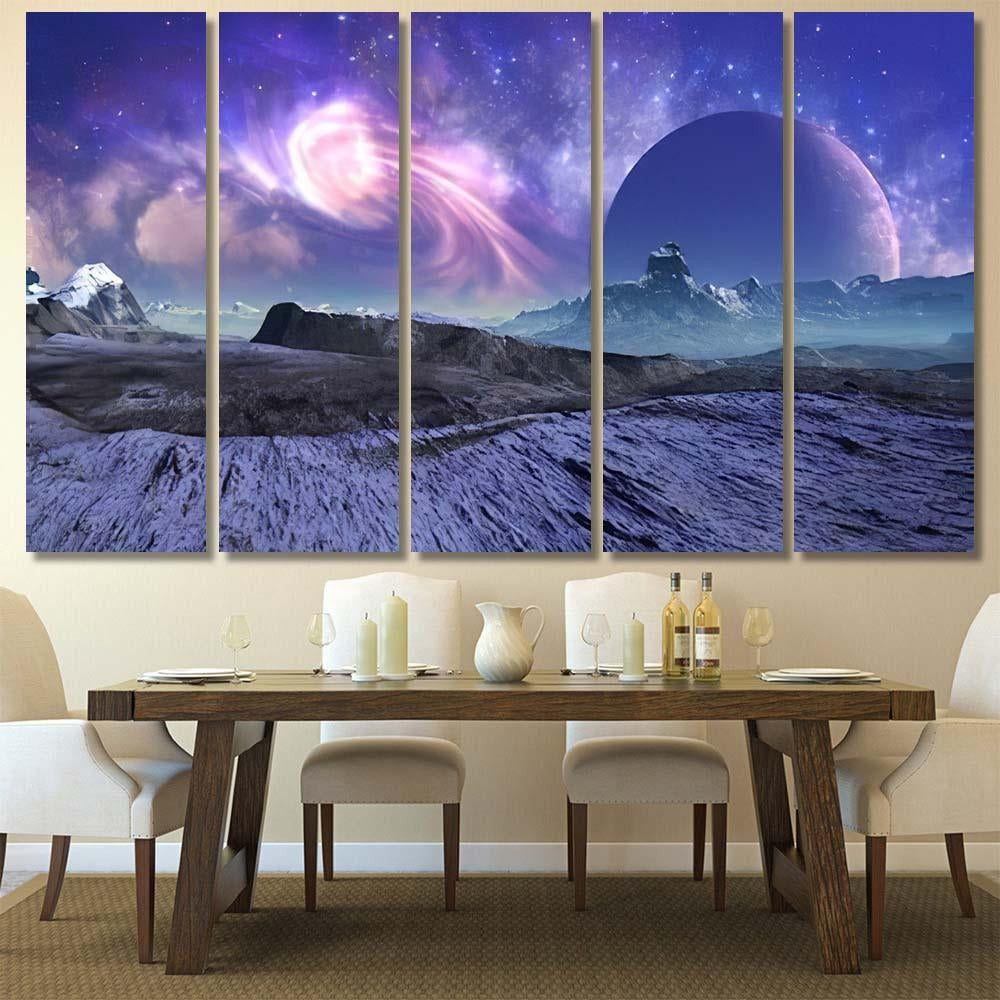 3D Rendered Fantasy Alien Landscape Illustration 1  1 Galaxy Sky and Space Canvas Print Panel Canvas, 3-5 Piece Canvas Art, Multi Panel Canvas Wall Art Poster Canvas Gallery Framed Prints, Canvas