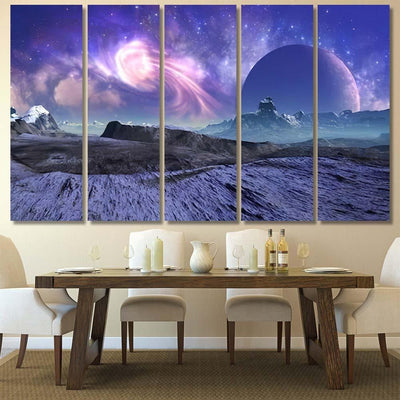 3D Rendered Fantasy Alien Landscape Illustration 1  1 Galaxy Sky and Space Canvas Print Panel Canvas, 3-5 Piece Canvas Art, Multi Panel Canvas Wall Art Poster Canvas Gallery Framed Prints, Canvas