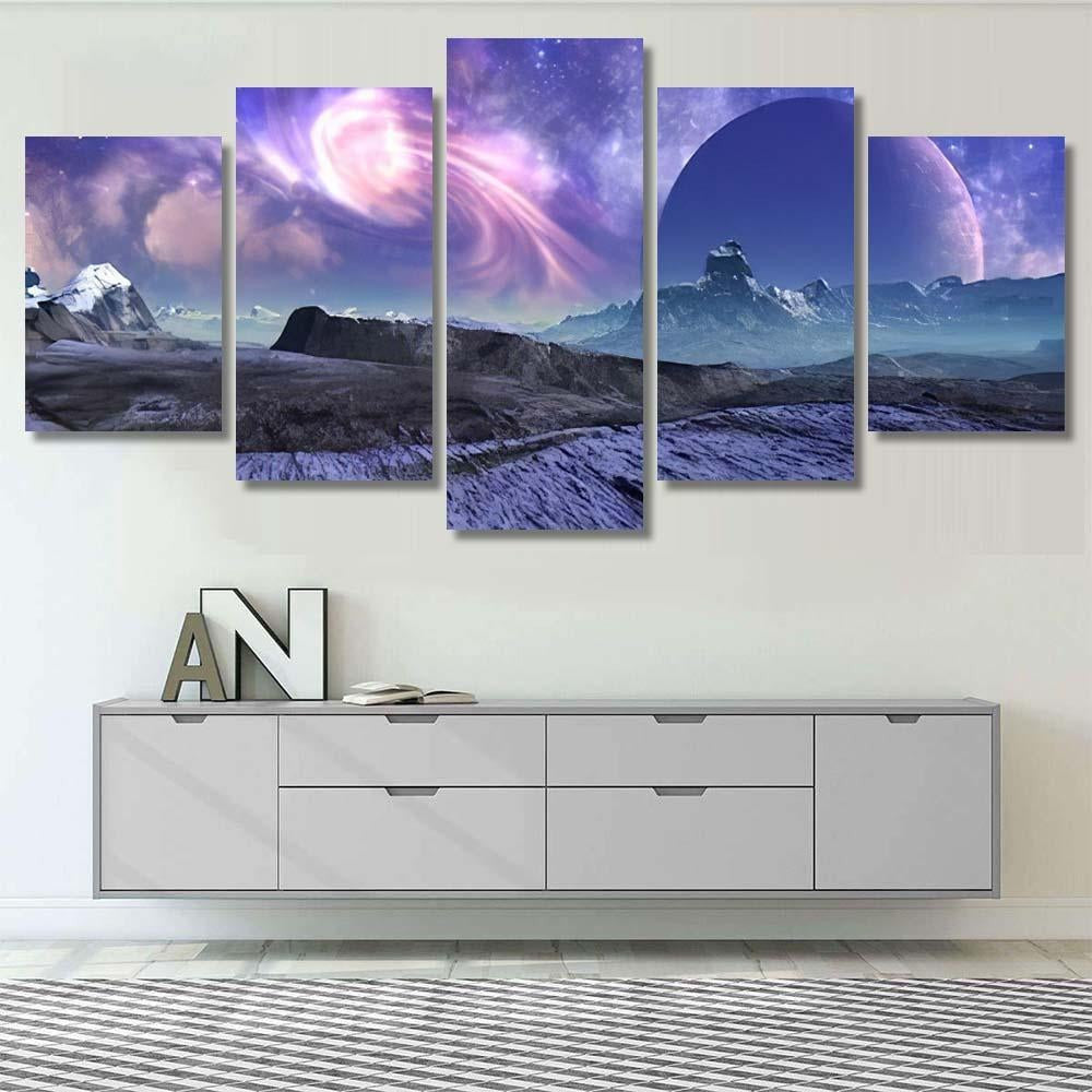 3D Rendered Fantasy Alien Landscape Illustration 1  1 Galaxy Sky and Space Canvas Print Panel Canvas, 3-5 Piece Canvas Art, Multi Panel Canvas Wall Art Poster Canvas Gallery Framed Prints, Canvas