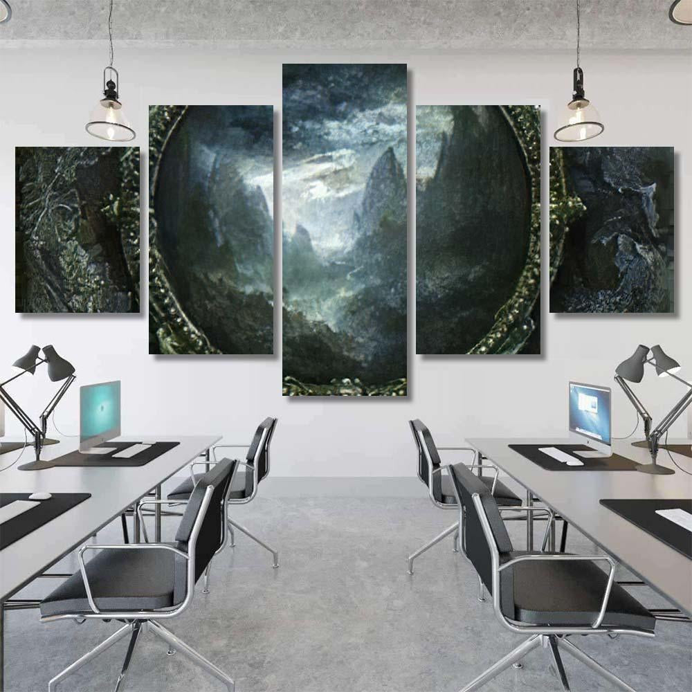 Framed Mountain Landscape - Fantasy Canvas Print Panel Canvas, 3-5 Piece Canvas Art, Multi Panel Canvas Wall Art Poster Canvas Gallery Framed Prints, Canvas