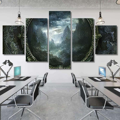 Framed Mountain Landscape - Fantasy Canvas Print Panel Canvas, 3-5 Piece Canvas Art, Multi Panel Canvas Wall Art Poster Canvas Gallery Framed Prints, Canvas