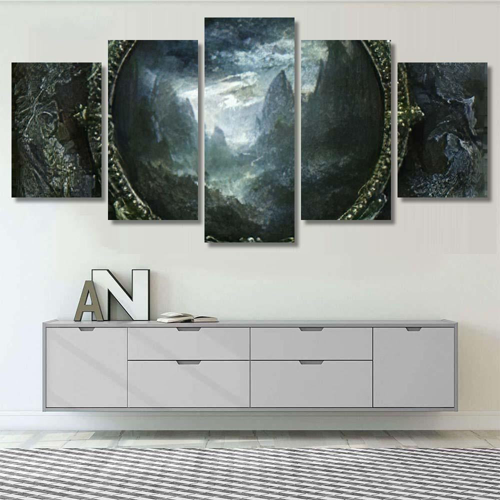 Framed Mountain Landscape - Fantasy Canvas Print Panel Canvas, 3-5 Piece Canvas Art, Multi Panel Canvas Wall Art Poster Canvas Gallery Framed Prints, Canvas