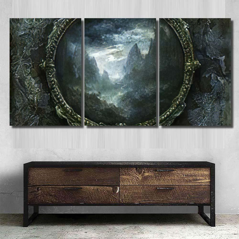 Framed Mountain Landscape - Fantasy Canvas Print Panel Canvas, 3-5 Piece Canvas Art, Multi Panel Canvas Wall Art Poster Canvas Gallery Framed Prints, Canvas