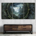 Framed Mountain Landscape - Fantasy Canvas Print Panel Canvas, 3-5 Piece Canvas Art, Multi Panel Canvas Wall Art Poster Canvas Gallery Framed Prints, Canvas