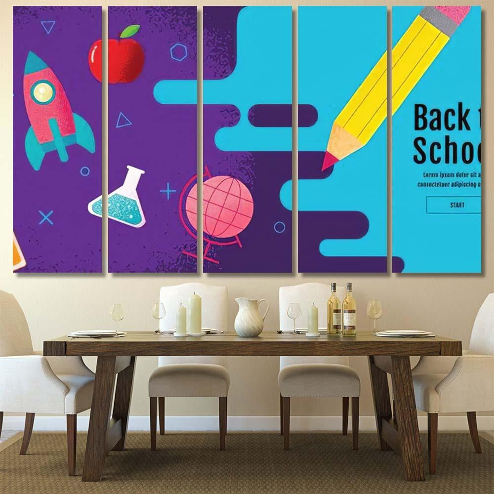 Back School Sale Banner Poster Flat 2 Galaxy Sky and Space Canvas Print Panel Canvas, 3-5 Piece Canvas Art, Multi Panel Canvas Wall Art Poster Canvas Gallery Framed Prints, Canvas